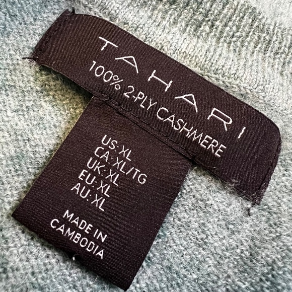 Like New! [Tahari] Luxe Super Soft Green 100% 2-Ply Lush Cashmere Sweater | XL - Picture 5 of 14